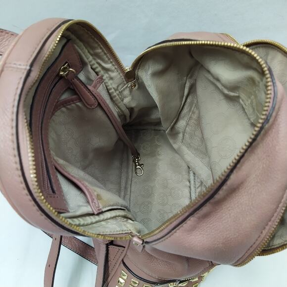 Michael Kors Rhea Pink Pebbled Leather Studded Top Handle Zipper Backpack main image 5